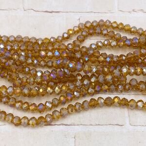 Golden Yellow AB Crystal Rondelles Faceted Glass Bead Strand Jewelry Making